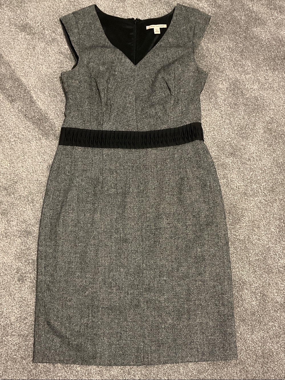 Banana Republic Gray Sheath Dress with Black Waistband